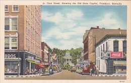 St Clair Street Showing Old State Capitol Frankfort Kentucky Coca Cola Sign Curteich - Frankfort