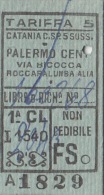 CATANIA /  PALERMO - Via Bicocca - Roccapalumba - Alia - Biglietto Ferroviario _ 14.12.1953 - Europe