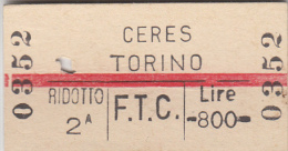 CERES /  TORINO _ Biglietto - Europa