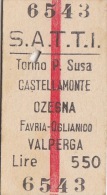 TORINO P. SUSA - CASTELLAMONTE - OZEGNA - FAVRIA - VALPERGA /   Biglietto - Europe