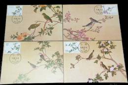 Maxi Cards(A) Taiwan 2002 Ancient Chinese Bird Manual Painting Stamps Fauna Flower - Cartoline Maximum