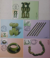 Maxi Cards(C) 2015 Prehistoric Artifacts Taiwan Stamps Jade Museum Archaeology Earring Trumpet Frog Ancient Art Treasure - Archéologie