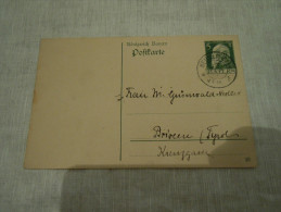 Bayern Postkarte Wappen 5 Pfennig: 1911 NEUMBERG -TO BRINEUR TYROL - Brieven En Documenten