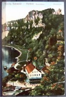 Alte Karte "Sächsische Schweiz - RATHEN - Basteifelsen Mönchstein"  Schandau 1912 - Rathen