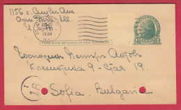 182096 / 1938 - 1 + 2 C. -  Thomas Jefferson , CHICAGO , ILL , SOFIA POSTMAN 18 I BULGARIA , Stationery  United States - 1921-40