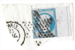 EMPIRE Français 20c Bleu  Napoléon III Sur Fragment Avec Ligne D'encadrement - 1853-1860 Napoléon III