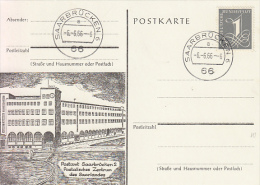 27265- SAARBRUCKEN POSTAL OFFICE, POSTCARD STATIONERY, 6.6.66 DATE ROUND STAMP, 1966, GERMANY - Cartes Postales Illustrées - Oblitérées