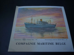 CB7 1957 Menu Du Paquebot BAUDOUINVILLE De La Compagnie Maritime Belge - Voyage 1963 - Sonstige & Ohne Zuordnung