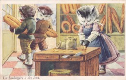 CPA De 1945 - CHATS Humanisés Habillés - La Boulangère A Des ECUS @ Boulangerie Pain  Philatélie 1F Lilas Marianne Dulac - Dressed Animals