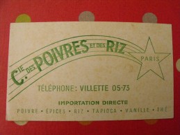 Buvard Compagnie Des Oivres Et Des Riz. Paris épices Tapioca Vanille Thé. Vers 1950. - P