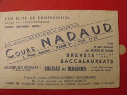 Buvard Cours Nadaud. Baccalaureats, Brevets. Paris. Vers 1950 - N