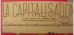 Buvard La Capitalisation. Vers 1950 - Banque & Assurance