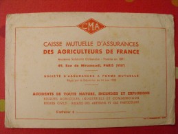 Buvard Caisse Mutuelle D'assurances Des Agriculteurs De France. Vers 1950 - Bank & Versicherung