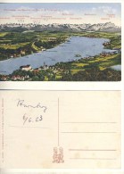 AK Starnberger See Vogelperspektive Nicht Gel. 6. 6. 1923 Coloriert (324-AK239) - Starnberg