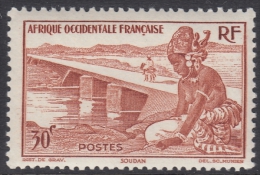 French West-Africa (AOF) 1947 Definitive Bamako Dam, Native Woman. Mi 35 MNH - Nuevos