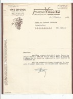 Lettre Commerciale , VINS EN GROS , François VULLIEZ , Thonon Les Bains , 1956 - 1950 - ...