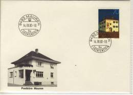 FL - 9493  MAUREN, Last Day Cancelation 1980,  Postbüro Mauren On Cover And Stamp - Machines à Affranchir (EMA)