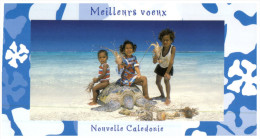 (362) New Caledonia - Children On Beach With Tortoise, Lobster And Good Wishes (new Year) - Tartarughe