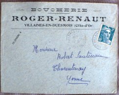 FRANCE Gastronomie.  Courrier A Entete BOUCHERIE ROGER RENAUT Villaines En Duesmois 31/12/45 - Food