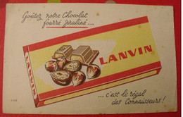 Buvard Chocolat Lanvin. Tablette Fourré Praliné. Vers 1950 - Cocoa & Chocolat