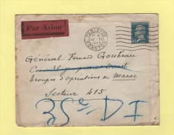 Par Avion 50c Pasteur Seul Sur Letttre Tarif FM + Avion - Paris 26-2-1926 - Destination Secteur 415 Maroc - Sans Arrivee - 1960-.... Covers & Documents