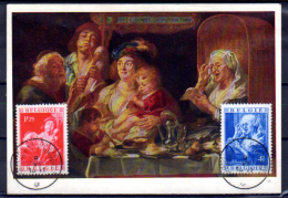 1949 Tableau De Jordaens, Sur Carte Maximum,Ø Dendermonde, 793 / 794, Music Pipebag Doedelzak Musette - 1934-1951