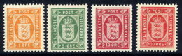 DENMARK 1902 Official Set Of 3 + Shade Of 10 Ø.  Perforated 12¾ MNH / **.  Michel  Dienst 8-10a + 10b - Dienstmarken