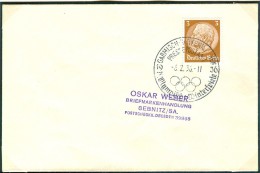 GERMANY Cover With Olympic Handcancel Garmisch Partenkirchen Pressepostamt Olympische Winterspiele - Winter 1936: Garmisch-Partenkirchen