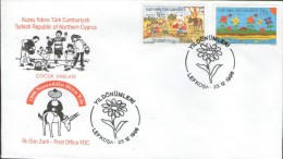 BiD CYPRUS-Turkish Cypriot Posts 1996 Mule Donkey Children FDC - Donkeys