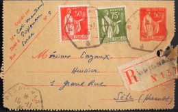 FRANCE 1935 - Type PAIX - ENTIER POSTAL 283-CL1 - CARTE LETTRE - Perpignan 16.11.1935 - Date 445 - - Letter Cards