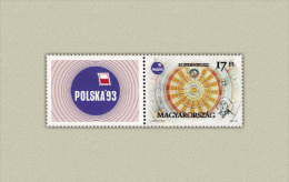 HUNGARY 1993 EVENTS World Philatelic Exhibition POLSKA - Fine Set + Label MNH - Nuevos