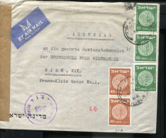 ISRAEL 1953 DOUBLE CENSORED COVER TO WIEN AUSRIA AIR MAIL - Covers & Documents