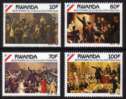 RWANDA 1989 - Peintures, Bicentenaire De La Révolution Française - 4 Val Neuf // Mnh - Unused Stamps