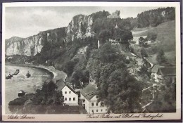 Alte Karte "sächs. Schweiz RATHEN - Elbtal Basteigebiet"  Pirna 1944 - Rathen