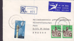 South Africa AIR MAIL Lugpos Par Avion & Registered Einschreiben Labels RYNFIELD 1971 Cover Brief SOLNA Sweden (2 Scans) - Poste Aérienne
