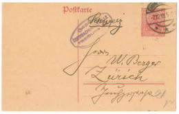 STORIA POSTALE 50 CARTOLINA POSTALE GERMANIA POSTKARTE VIAGGIATA 7 DICEMBRE 1918 DA EMMENDINGEN VERSO ZURICH CONDIZIONI - Otros & Sin Clasificación