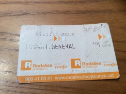 Ticket De Transport Train T.GENERAL, Renfe/Rodalies (Espagne) - Europa