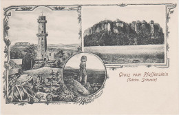 Litho AK Sächsische Schweiz Gruss Pfaffenstein Baude Turm Bei Königstein Pfaffendorf Gohrisch Cunnersdorf Krippen Schöna - Kleinhennersdorf