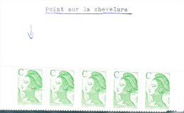 France 22615 Neuf** - Point Sur Chevelure Dans Bande De 5 - Unused Stamps