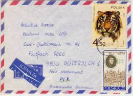 Delcampe - POLSKA - KETY,  1976 -  Lotnicza, Par Avion Air Mail , Mi:PL 2169, Sn:PL 1895, Stamp Panthera Tigris Sumatrac, Tiger - Vliegtuigen