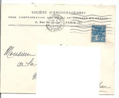 Enveloppe 1929 Avec Entête Société Encouragement Pour Amélioration Races Chevaux  - Timbre Jeanne D'Arc Orléans - Hipismo