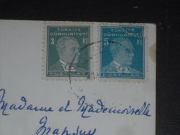 LETTRE TURQUIE AVEC YT 1114A ET 1115 - ATATURK MUSTAPHA KEMAL PACHA - ISTANBUL 9 RUMELI HISAR - - Briefe U. Dokumente