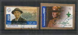 AUSTRALIE. Centenaire Scoutisme En Australie, Deux T-p Oblitérés Sur Fragment NO CTO, Haute Faciale $ 4.20 - Used Stamps