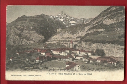 FXA-06  Saint-Maurice Et La Dent Du Midi. Jullien 180C. Cachet Lavey 1908 Timbre Manque - Saint-Maurice