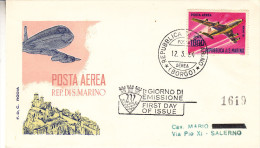 Avions - Saint Marin - Lettre De 1964 - Expédié Vers L' Italie - Salerno - Covers & Documents