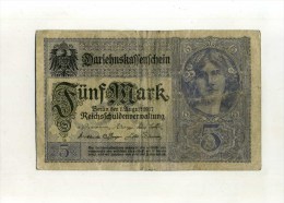 - ALLEMAGNE EMPIRE . BILLET 5 M. 1917 . - 5 Mark