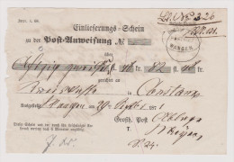 Heimat DE BW Radolfzell Postablage Wangen 1871-09-29 Einlieferungsschein - Brieven En Documenten