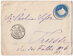 Égypte 1892, Enveloppe Avec Timbre Imprimée, Alexandrie - Trieste - 1866-1914 Khédivat D'Égypte