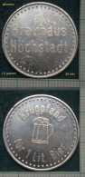 M_p> Germania Gettone Per Una Brocca Di Birra , Krugpfand Fur 1 Lit. Bier - Brauhaus Hochstadt - Monedas/ De Necesidad