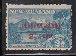 Penrhyn Island MH Scott #8 SG #1 Penrhyrn Island Overprint On NZ 2 1/2p Lake Wakatipu - Penrhyn
